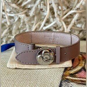 LOUIS VUITTON Leather Monogram Wish Bracelet W/dust bag⭐️Silver-tone hardware